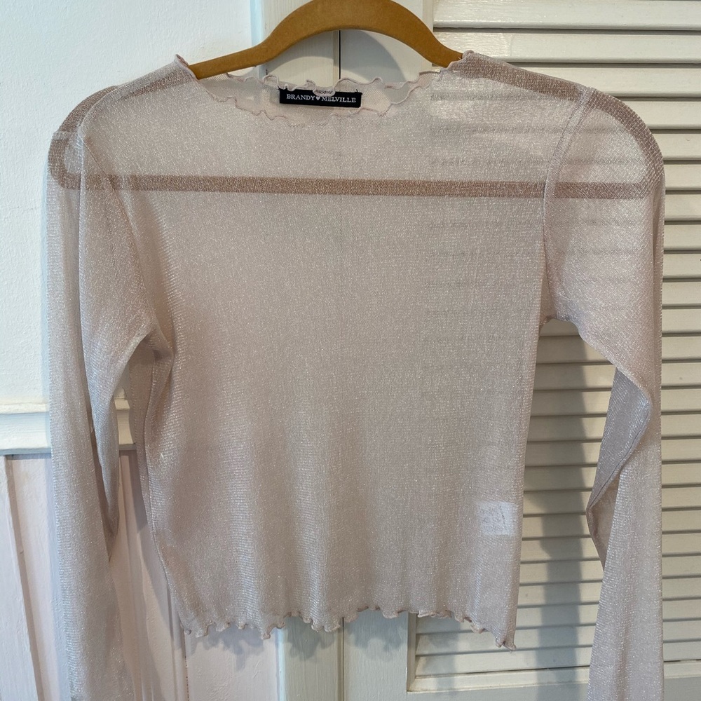 Sheer Baby Pink Sparkle Brandy Melville Top